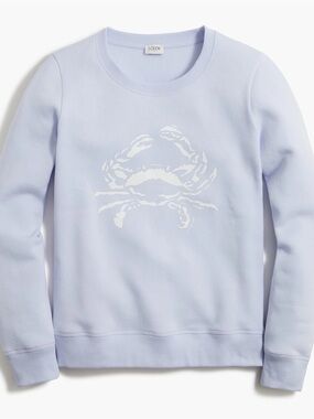 J. Crew Women’s Light Blue Crewneck Sweatshirt with White Crab Motif